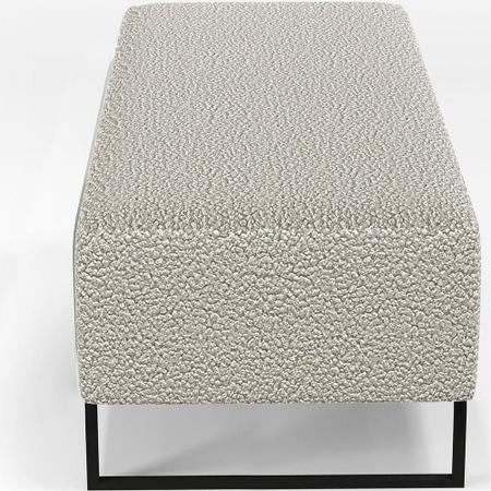 Imagem de Puff Decorativo Sala de Estar Bali W01 Base Ferro 120x50 cm Bouclê Creme - Lyam Decor