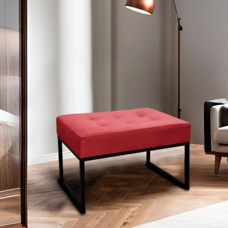 Puff Retangular Para Sala Quarto Paris Suede