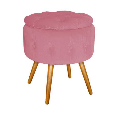 Imagem de Puff Londres Baú Palito Mel Suede Rosa Bebê - ADJ Decor