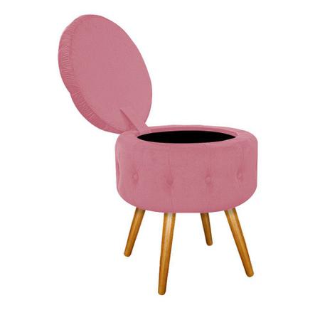 Imagem de Puff Londres Baú Palito Mel Suede Rosa Bebê - ADJ Decor