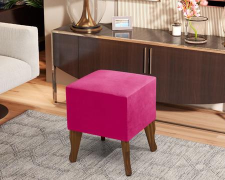 Imagem de Puff Luxo Pés de madeira - Cor: Pink - Lojas GB Móveis