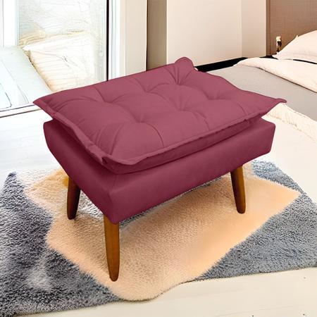 Imagem de Puff Opala Retangular para Sala e Quarto Suede Rose  - LH Decor