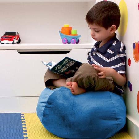 Imagem de Puff Organizador Infantil para Bichos de Pelúcia Azul Claro