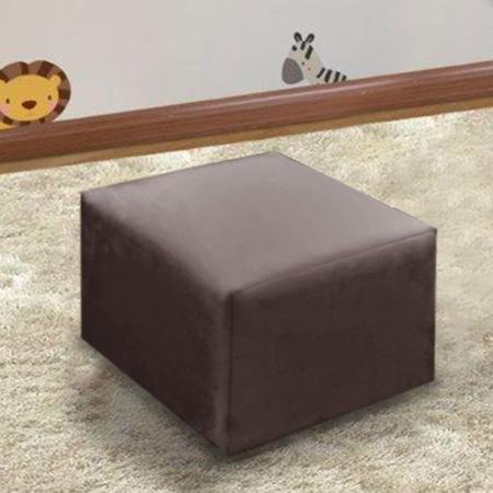 Puff Quadrado Decorativo Quarto Bebê Ternura Material Suede Marrom