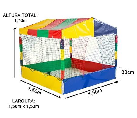 Imagem de Pula Pula Trampolim Cama Elástica 1,83m + Piscina de Bolinhas Quadrada 1,50m + Escorregador Grande Rotoplay Brinquedos