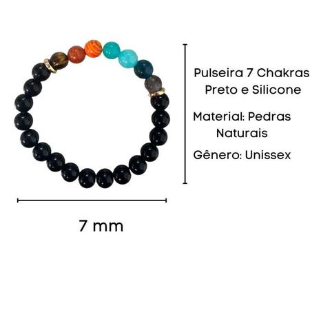 Imagem de Pulseira 7 Chakras Pedras Vulcânicas - Escolha A Cor