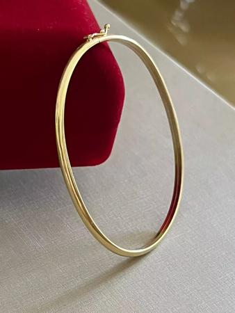 Imagem de Pulseira Bracelete Oval - Fio Redondo 3mm - Ouro 18k/750