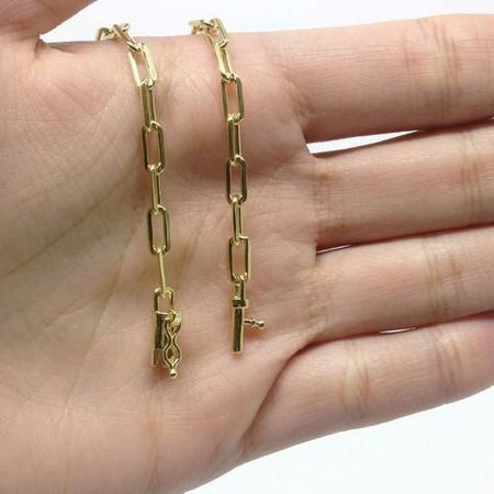 Pulseira Cadeado Exclusivo Fecho Gaveta Folheado A Ouro 18k 4mm E 20cm - Michester Imagem de Pulseira Cadeado Exclusivo Fecho Gaveta Folheado A Ouro 18k 4mm E 20cm