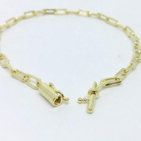 Pulseira Cadeado Exclusivo Fecho Gaveta Folheado A Ouro 18k 4mm E 20cm - Michester Imagem de Pulseira Cadeado Exclusivo Fecho Gaveta Folheado A Ouro 18k 4mm E 20cm