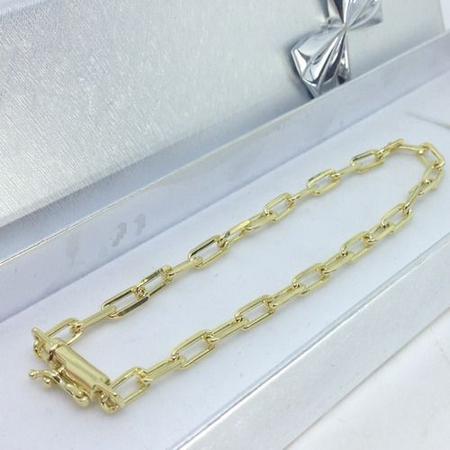 Pulseira Cadeado Exclusivo Fecho Gaveta Folheado A Ouro 18k 4mm E 20cm - Michester Imagem de Pulseira Cadeado Exclusivo Fecho Gaveta Folheado A Ouro 18k 4mm E 20cm