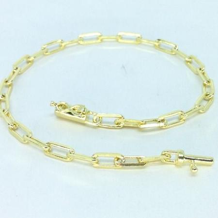 Pulseira Cadeado Exclusivo Fecho Gaveta Folheado A Ouro 18k 4mm E 20cm - Michester Imagem de Pulseira Cadeado Exclusivo Fecho Gaveta Folheado A Ouro 18k 4mm E 20cm