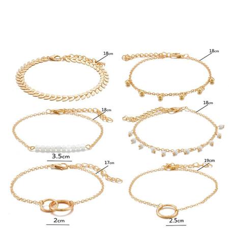 Imagem de Pulseira Conjunto Dourada Bolinhas Folhas 6 Peças C9143