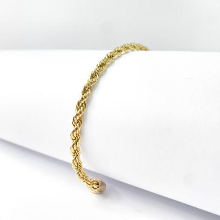 Pulseira cordão trançado dourada moderna - Filó Modas Imagem de Pulseira cordão trançado dourada moderna
