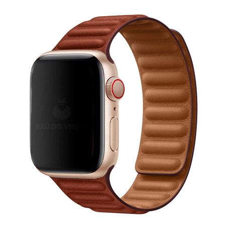 Imagem de Pulseira Couro Link Vermelho TerraCompatível Com Apple Watch