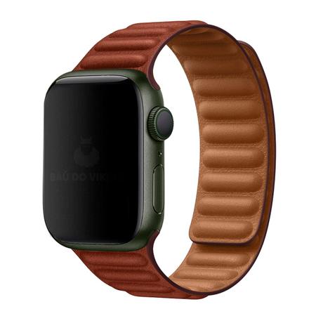 Imagem de Pulseira Couro Link Vermelho TerraCompatível Com Apple Watch