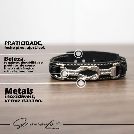 Imagem de Pulseira de Couro Masculina Country Ajustável Nó Laço Sertanejo Rodeio