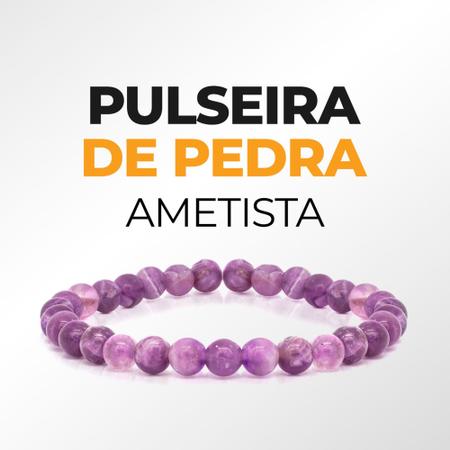 Imagem de Pulseira De Esferas Ametista Pedra Natural e Nota Fiscal