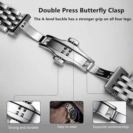 Pulseira de relógio HEYOZURY Metal em aço inoxidável 20mm para mulheres e homens Imagem de Pulseira de relógio HEYOZURY Metal em aço inoxidável 20mm para mulheres e homens