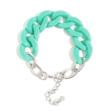 Pulseira Elos de Resina Turquesa Banhada a Ródio - Cassie Imagem de Pulseira Elos de Resina Turquesa Banhada a Ródio
