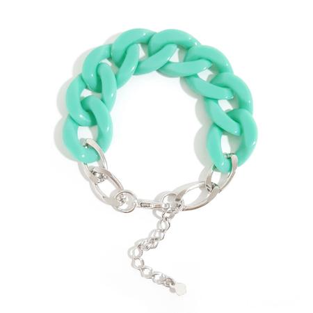 Pulseira Elos de Resina Turquesa Banhada a Ródio - Cassie Imagem de Pulseira Elos de Resina Turquesa Banhada a Ródio
