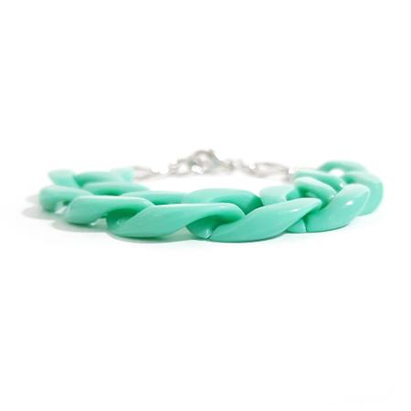 Pulseira Elos de Resina Turquesa Banhada a Ródio - Cassie Imagem de Pulseira Elos de Resina Turquesa Banhada a Ródio