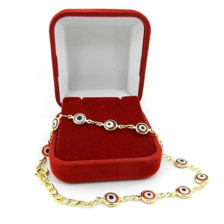 Imagem de Pulseira Feminina 18Cm Olho Grego 6Mm Folheada Ouro Pl335