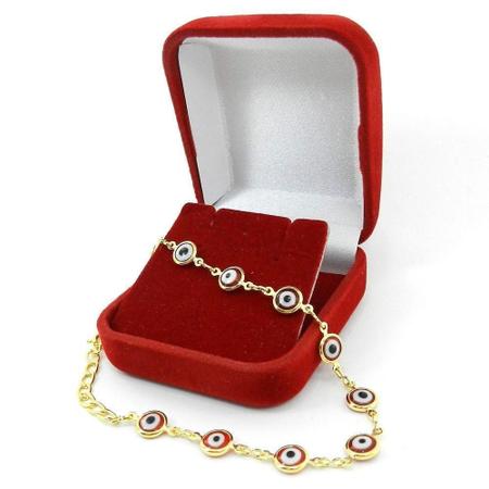 Imagem de Pulseira Feminina 18Cm Olho Grego 6Mm Folheada Ouro Pl335