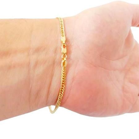 Imagem de Pulseira Groumet Elo Duplo com Fecho Mosquetão Masculina 20cm 1.9 grama em Ouro 18k