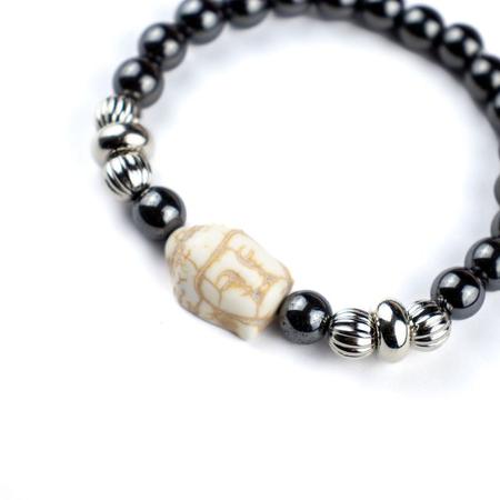 Imagem de Pulseira Hematita 8mm Buda e Silicone