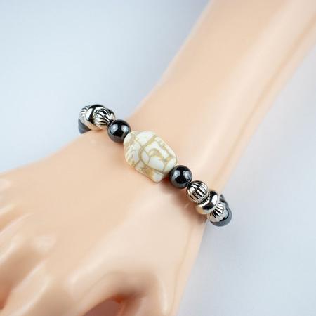 Imagem de Pulseira Hematita 8mm Buda e Silicone