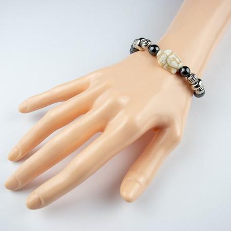 Imagem de Pulseira Hematita 8mm Buda e Silicone