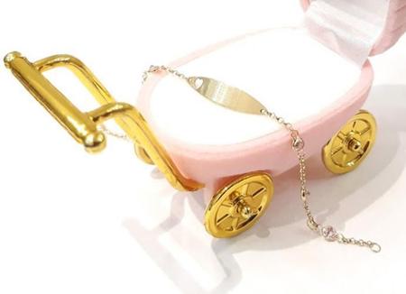 Imagem de Pulseira Infantil Feminina Com Chapa Ouro 18K