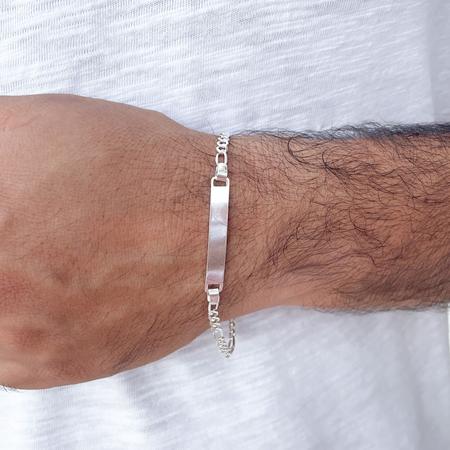 Pulseira Masculina 3x1 3,5mm Chapa Prata 925 - Ravenalla Imagem de Pulseira Masculina 3x1 3,5mm Chapa Prata 925