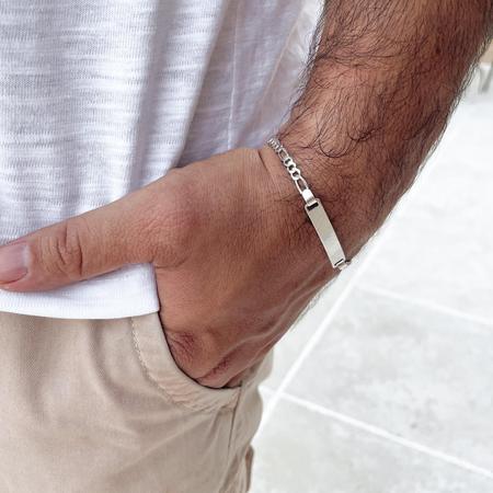 Pulseira Masculina 3x1 3,5mm Chapa Prata 925 - Ravenalla Imagem de Pulseira Masculina 3x1 3,5mm Chapa Prata 925