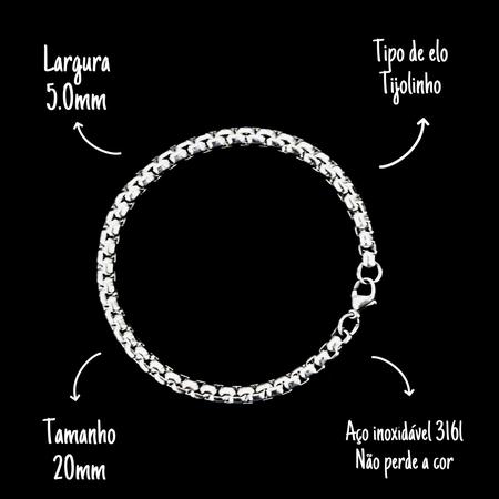 Imagem de Pulseira Masculina Aço Cirurgico Elo Trigo Torcido Prata