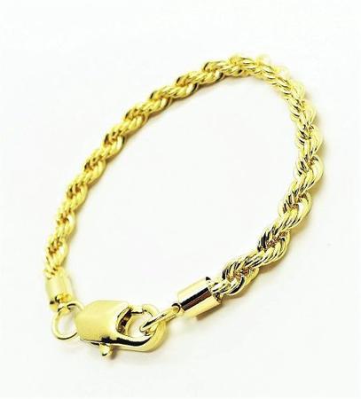 Imagem de Pulseira Masculina Cordão Baiano 6.0 23cm Banho De Ouro 18k 2354