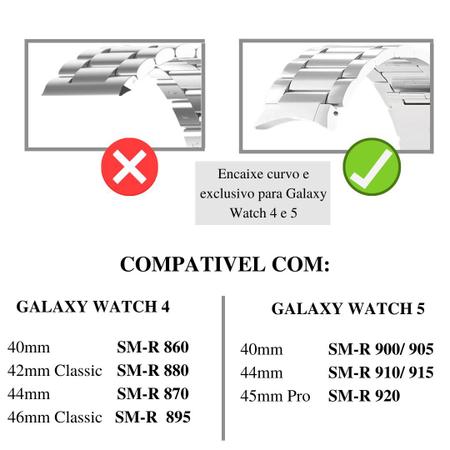 Imagem de Pulseira Metal Fecho Borboleta Para Galaxy Watch 5 pro 45mm