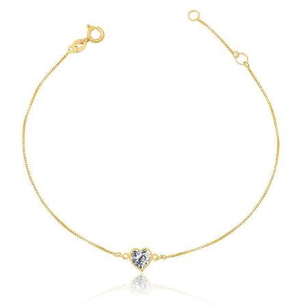 Imagem de Pulseira Ouro 18k 750 Adulto Coração De Zircônia 5mm 18cm Branca