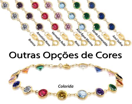 Imagem de Pulseira Ouro 18k 750 Zircônias Vermelhas Rubi 5mm 20cm