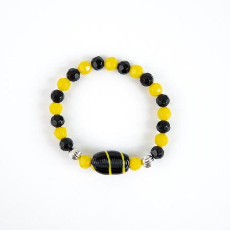 Imagem de Pulseira Oxumare Búzios Preto e Amarelo Cristal e Silicone