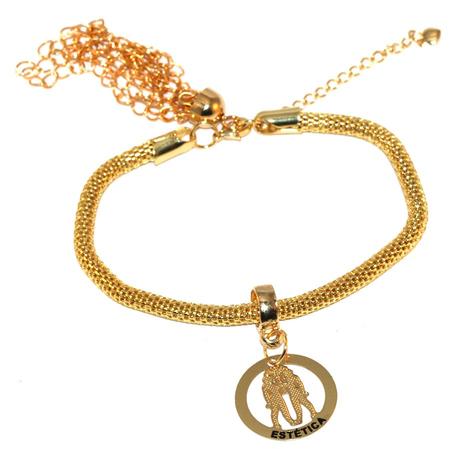 Imagem de Pulseira Pingente Berloque Estética Beleza Folheado Ouro 18k