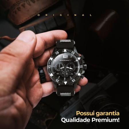 Imagem de Pulseira + relogio masculino preto + cordão prata grumet black piano casual qualidade premium social