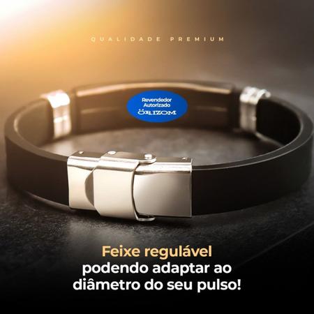 Imagem de Pulseira silicone placa oração pai nosso preta masculina social religiosa estilosa moda masculina