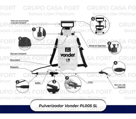 Imagem de Pulverizador Lateral Manual 5 Litros Com Compressão Prévia PL 005
