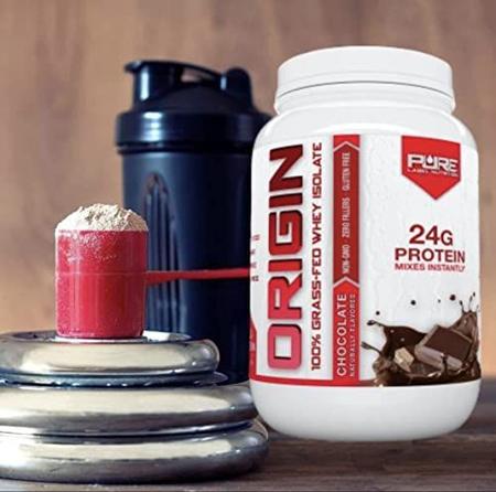 Imagem de Pure Label Nutrition 100% Grass-Fed Whey Protein Isolado, 2lb Chocolate, Sem Gordura, Sem Lactose, Micro-Filtrado, Processado a Frio, Livre de OGM, Livre de rBGH, Sem Soja, Sem Glúten, Sem Zero Carboidratos e Sem Adição de Açúcar