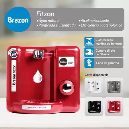 Imagem de Purificador Água Natural Alcalina Ionizada c/ Ozônio Fitzon Vermelho 110v - Brazon