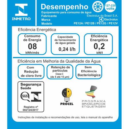 Imagem de Purificador PE12B ELECTROLUX  Branco  Bivolt  Refrigeração Eletrônica  Água Gelada, Fria e Natural