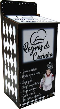Imagem de Puxa Saco Parede Organizador Sacolas Decoração Regras Da Cozinha Preto MDF