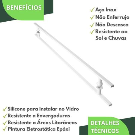 Imagem de Puxador De Porta Branco Vidro Pivotante Madeira 120cm M.S