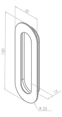 Imagem de Puxador de porta de embutir inox polido com acabamento redondo Pado